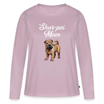 Chinese dog Shar-Pei mom - Frauen Premium Bio Langarmshirt - Altrosa - Vorne - Julia (174cm)