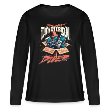 Couponing Coupon Discount Dimension Diver - Frauen Premium Bio Langarmshirt - Schwarz - Vorne - Julia (174cm)