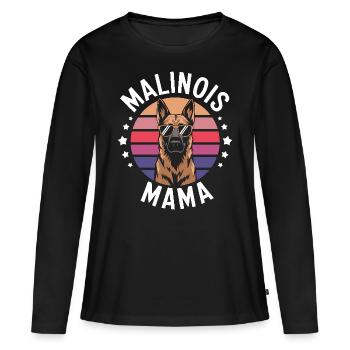 Berger Belge Dicton Malinois Cadeau - T-shirt manches longues Premium bio Femme - noir - Devant - Julia (174cm)