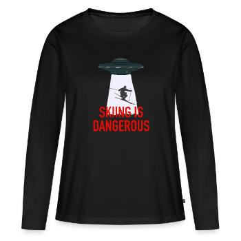 Ski - T-shirt manches longues Premium bio Femme - noir - Devant - Julia (174cm)