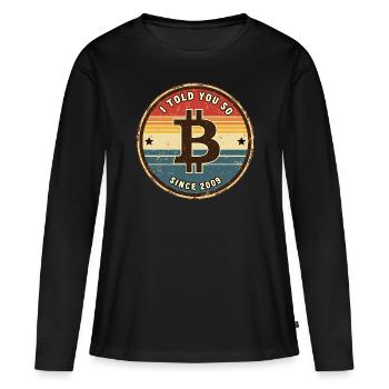 Retro Bitcoin Design - Crypto Fashion pour - T-shirt manches longues Premium bio Femme - noir - Devant - Julia (174cm)