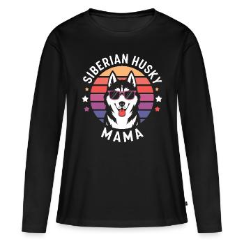 Husky sibérien disant Huskies de Sibérie cadeau - T-shirt manches longues Premium bio Femme - noir - Devant - Julia (174cm)