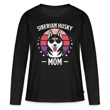Husky sibérien disant Huskies de Sibérie cadeau - T-shirt manches longues Premium bio Femme - noir - Devant - Julia (174cm)