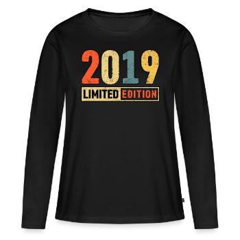 Edition Limitée 2019 - T-shirt manches longues Premium bio Femme - noir - Devant - Julia (174cm)