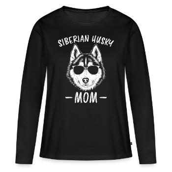 Husky sibérien disant Huskies de Sibérie cadeau - T-shirt manches longues Premium bio Femme - noir - Devant - Julia (174cm)