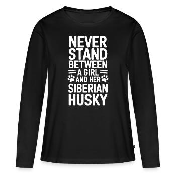 Husky sibérien disant Huskies de Sibérie cadeau - T-shirt manches longues Premium bio Femme - noir - Devant - Julia (174cm)