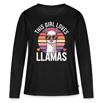 Llama Saying Alpaca Girl Funny Llama Gift - Women's Premium Organic Long Sleeve Shirt - black - Front - Julia (174cm)