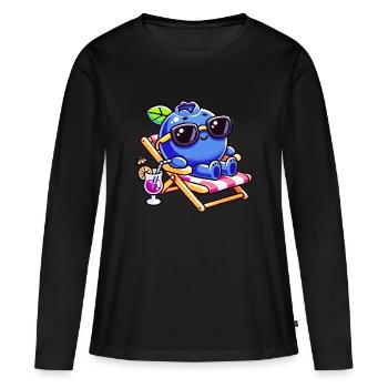 blueberry whisperer, blueberry - Frauen Premium Bio Langarmshirt - Schwarz - Vorne - Julia (174cm)