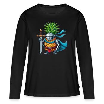 Chevalier ananas - T-shirt manches longues Premium bio Femme - noir - Devant - Julia (174cm)