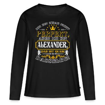 Drôle ALEXANDER pour la Journée du Nom avec Nom Nom - T-shirt manches longues Premium bio Femme - noir - Devant - Julia (174cm)