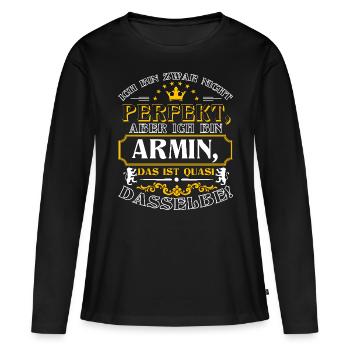 ARMIN drôle pour la journée du nom avec le nom du nom - T-shirt manches longues Premium bio Femme - noir - Devant - Julia (174cm)