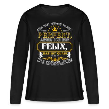 FELIX drôle pour la journée du nom avec le nom du nom - T-shirt manches longues Premium bio Femme - noir - Devant - Julia (174cm)