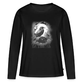 Halloween Corbeau Corbeau Corbeau Corbeaux - T-shirt manches longues Premium bio Femme - noir - Devant - Julia (174cm)