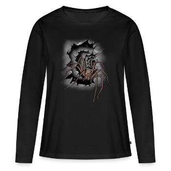 Halloween Araignée Araignée Phobie d’araignée Panique - T-shirt manches longues Premium bio Femme - noir - Devant - Julia (174cm)