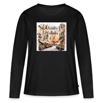 Alcudia Mallorca - T-shirt manches longues Premium bio Femme - noir - Devant - Julia (174cm)
