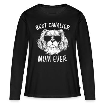 Cavalier King Charles Spaniel Disant Maman Cadeau - T-shirt manches longues Premium bio Femme - noir - Devant - Julia (174cm)