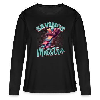 Couponing Coupon Savings Maestro - T-shirt manches longues Premium bio Femme - noir - Devant - Julia (174cm)