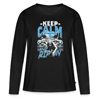 Saut De Tremplin Restez Calme Et Déchirez - T-shirt manches longues Premium bio Femme - noir - Devant - Julia (174cm)
