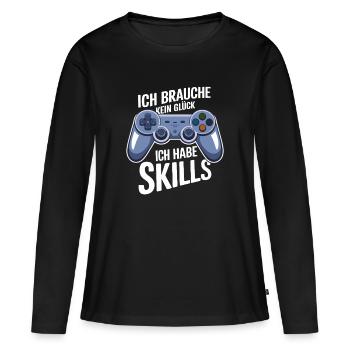 Ich hab gaming Skills - Frauen Premium Bio Langarmshirt - Schwarz - Vorne - Julia (174cm)