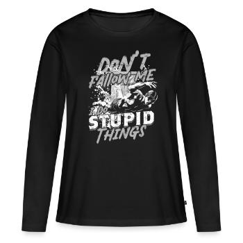 Plongée au tremplin Ne me suivez pas - T-shirt manches longues Premium bio Femme - noir - Devant - Julia (174cm)