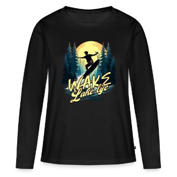 Wakeboarding Wakeboard Wakeboarder - T-shirt manches longues Premium bio Femme - noir - Devant - Julia (174cm)