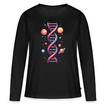 Espace ADN double hélice - T-shirt manches longues Premium bio Femme - noir - Devant - Julia (174cm)