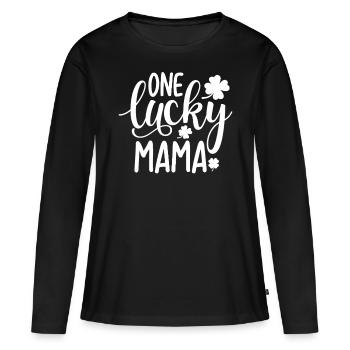 One Lucky Mama - Frauen Premium Bio Langarmshirt - Schwarz - Vorne - Julia (174cm)