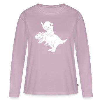 Christmas Funny Dinosaur Cute Sloth Dino - Frauen Premium Bio Langarmshirt - Altrosa - Vorne - Julia (174cm)