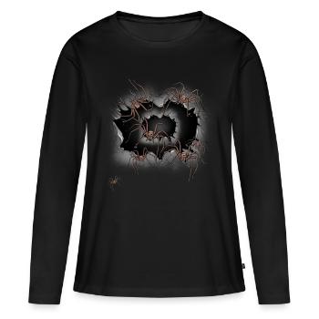 Halloween Araignées Animaux Araignée Phobie Panique - T-shirt manches longues Premium bio Femme - noir - Devant - Julia (174cm)