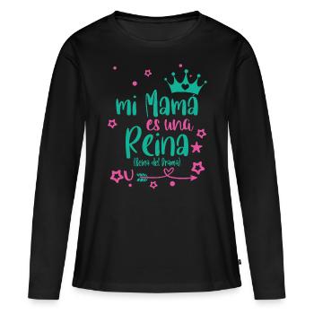 Meine Mama ist eine lustige "Drama Queen" - Frauen Premium Bio Langarmshirt - Schwarz - Vorne - Julia (174cm)