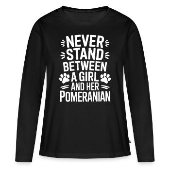 Pomeranian Spruch Hund Lustige Pomeranian Geschenk - Frauen Premium Bio Langarmshirt - Schwarz - Vorne - Julia (174cm)