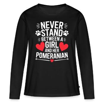 Pomeranian Spruch Hund Lustige Pomeranian Geschenk - Frauen Premium Bio Langarmshirt - Schwarz - Vorne - Julia (174cm)