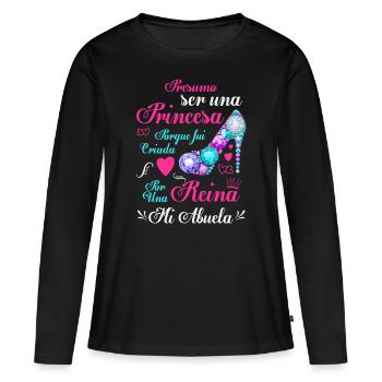 Design Granddaughter Gift My Grandmother is a Queen - Women's Premium Organic Long Sleeve Shirt - black - Front - Julia (174cm)