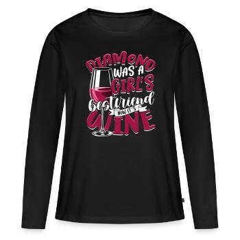 Valentinstag Diamond Was A Girls Best Friend Wein - Frauen Premium Bio Langarmshirt - Schwarz - Vorne - Julia (174cm)