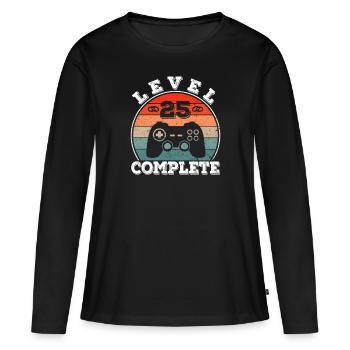25e anniversaire de mariage 25 ans de mariage Marié Gamer - T-shirt manches longues Premium bio Femme - noir - Devant - Julia (174cm)