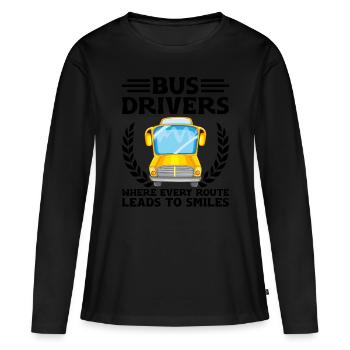 Des chauffeurs d’autobus où chaque itinéraire mène au sourire - T-shirt manches longues Premium bio Femme - noir - Devant - Julia (174cm)