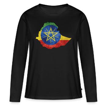 Ethiopie - Frontière nationale en drapeau national - T-shirt manches longues Premium bio Femme - noir - Devant - Julia (174cm)