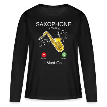 Saxophone Phone Display Saxophone - Frauen Premium Bio Langarmshirt - Schwarz - Vorne - Julia (174cm)