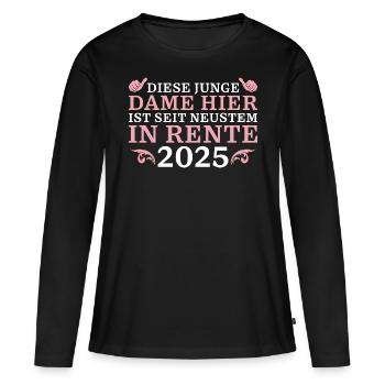 Rentnerin 2025 Junge Dame Kollegin Abschied - Frauen Premium Bio Langarmshirt - Schwarz - Vorne - Julia (174cm)