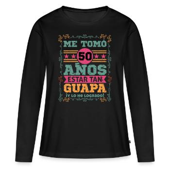 50's Fabulosa: Geburtstagskleidung & Accessoires - Frauen Premium Bio Langarmshirt - Schwarz - Vorne - Julia (174cm)