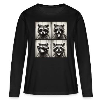 Photomaton raton laveur avec lunettes de soleil - T-shirt manches longues Premium bio Femme - noir - Devant - Julia (174cm)