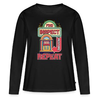 Jukebox Collector Trouver Inspecter Restaurer Répéter - T-shirt manches longues Premium bio Femme - noir - Devant - Julia (174cm)