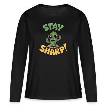 Stay Sharp Cactus - Women's Premium Organic Long Sleeve Shirt - black - Front - Julia (174cm)