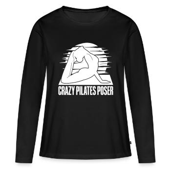 Pilates Enthusiasts Crazy Pilates Poser Pilates - Frauen Premium Bio Langarmshirt - Schwarz - Vorne - Julia (174cm)