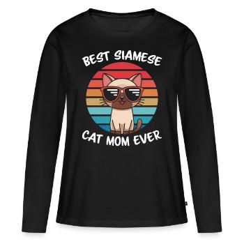 Siamese Cat Saying Siamese Cat Mom Siamese Cat Gift - Women's Premium Organic Long Sleeve Shirt - black - Front - Julia (174cm)