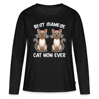 Siamkatze Spruch Siamkatze Mama Siamkatze Geschenk - Frauen Premium Bio Langarmshirt - Schwarz - Vorne - Julia (174cm)