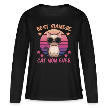 Siamkatze Spruch Siamkatze Mama Siamkatze Geschenk - Frauen Premium Bio Langarmshirt - Schwarz - Vorne - Julia (174cm)