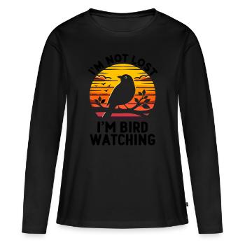 Je ne suis pas perdu Je suis ornithologue ornithologue - T-shirt manches longues Premium bio Femme - noir - Devant - Julia (174cm)