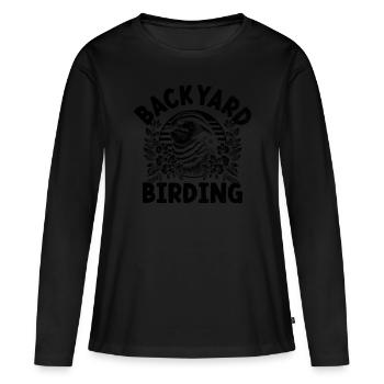 Backyard Birding Watching Birdwatching Birder - Premium økologisk langermet T-skjorte for kvinner - svart - Foran - Julia (174cm)