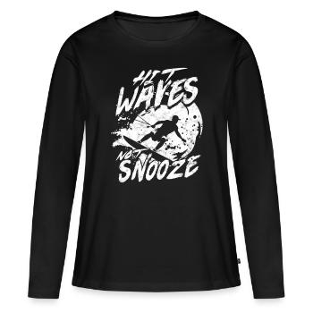 Wakeboarding Wakeboard Hit Waves Not Snooze - T-shirt manches longues Premium bio Femme - noir - Devant - Julia (174cm)